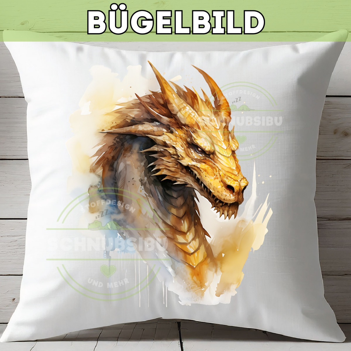 Bügelbild Drache gelb